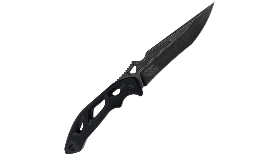 Takumitak Unhinged Fixed Blade Knife, 5in, D2, Drop Point Recurve, G10 Handle, Black Stonewash, TKF209SW