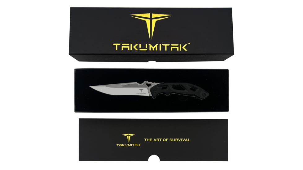 Takumitak Unhinged Fixed Blade Knife, 5in, D2, Drop Point Recurve, G10 Handle, Silver, TKF209SL