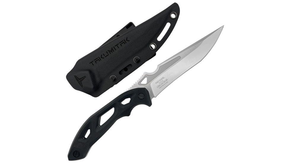 Takumitak Unhinged Fixed Blade Knife, 5in, D2, Drop Point Recurve, G10 Handle, Silver, TKF209SL