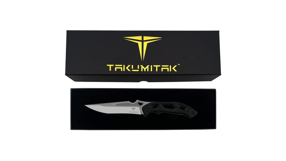 Takumitak Unhinged Fixed Blade Knife, 5in, D2, Drop Point Recurve, G10 Handle, Silver, TKF209SL
