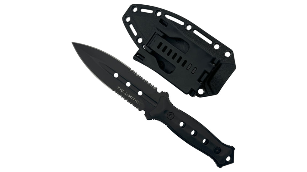 Takumitak Unrestricted Fixed Blade Knife, 4.5in, 3Cr13 Blade, Spear Point, FRN, Black, TKF316