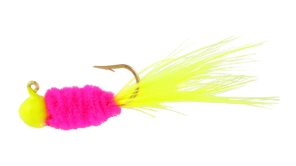 Team Crappie Slab Caller Jig, 1/16 oz, Chartreuse/Pink Electric Chicken, 3/Pack, SD2D-738