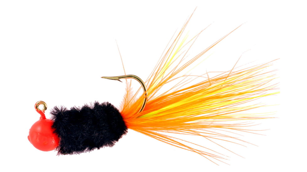 Team Crappie Slab Caller Jig, 1/16 oz, Orange/Black/Lime Orange Shellcracker, 3/Pack, SD2D-744