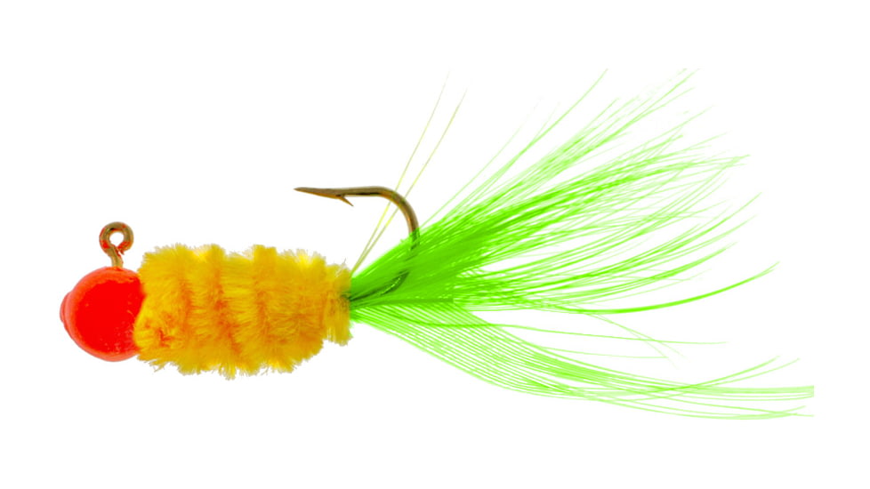 Team Crappie Slab Caller Jig, 1/16 oz, Orange/Yellow/Lime Fake Bait, 3/Pack, SD2D-743