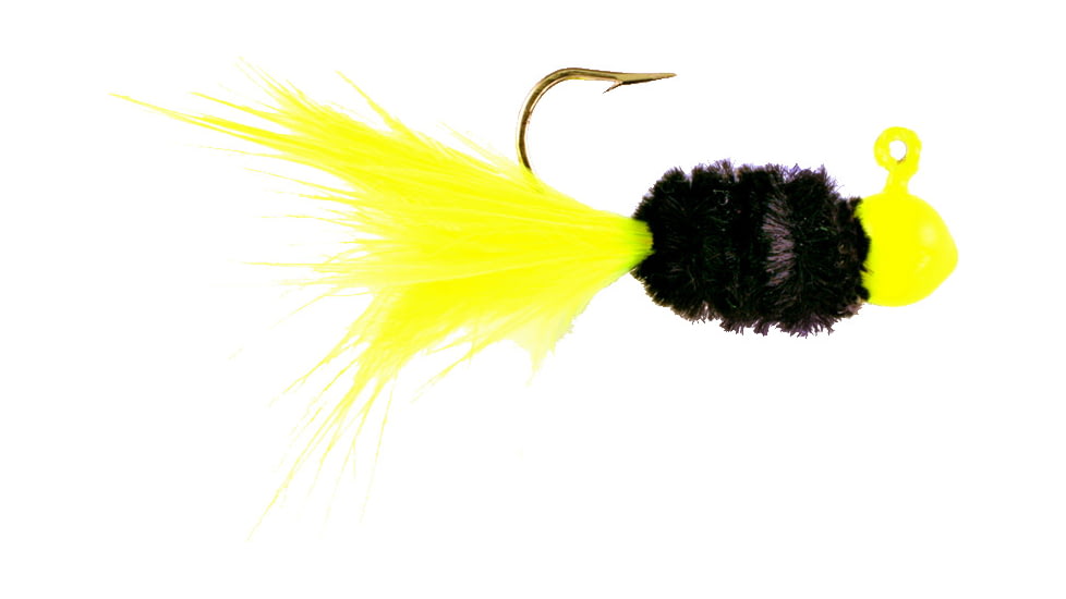 Team Crappie Slab Caller Jig, 1/32 oz, Chartreuse/Black Classic, 3/Pack, SD1D-730
