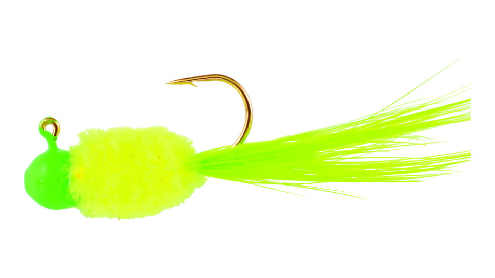 Team Crappie Slab Caller Jig, 1/32 oz, Chartreuse/Lime Parrot Head, 3/Pack, SD1D-711