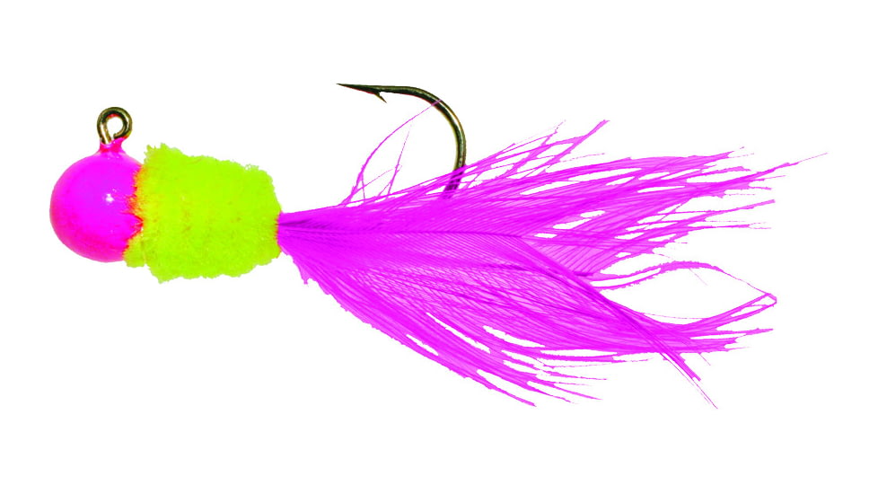 Team Crappie Slab Caller Jig, 1/32 oz, Pink/Chartreuse Dizzy Lizzy, 3/Pack, SD1D-753