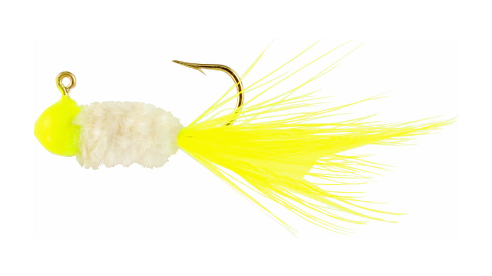 Team Crappie Slab Caller Jig, 1/8 oz, Chartreuse/White Perch 3/Pack, SD3D-733