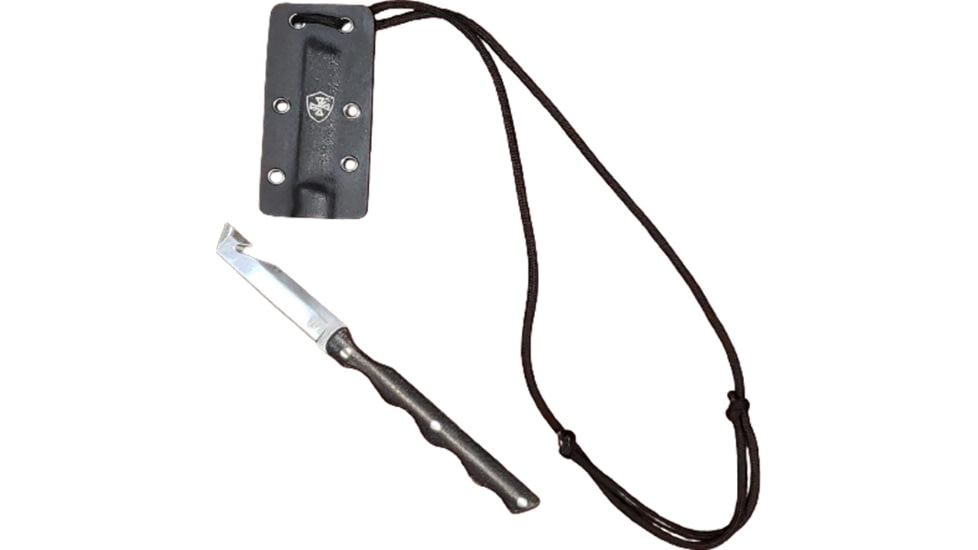 Templar Knife Neck Powder Folding Knife, 2.46in, Tanto, Black Powder, D2, Sillver, N-TKB-22-2