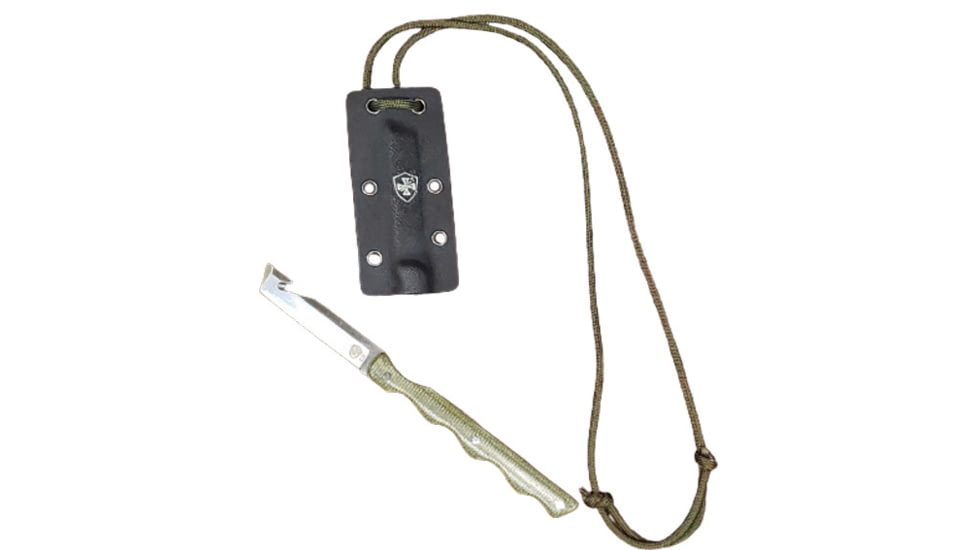 Templar Knife Neck Powder Folding Knife, 2.46in, Tanto, Green Powder, D2, Sillver, N-TKG-22-2