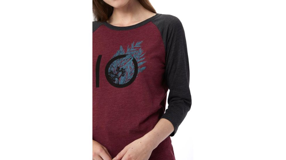 Tentree Fern Ten 3/4 Sleeve T-shirt, Womens, Burgundy, Extra Small, FA18-WLFRT-RED-XS