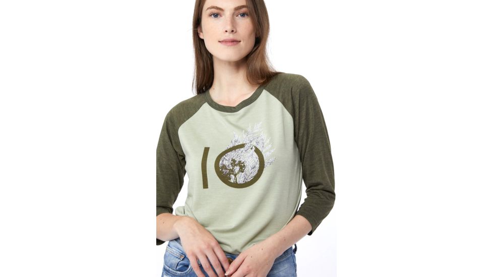 Tentree Fern Ten 3/4 Sleeve T-shirt, Womens, Desert Sage, 3XL, FA18-WLFRT-GRN-3XL