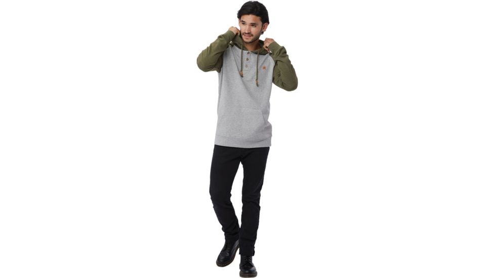 Tentree Oberon Fleece Hoodie - Mens, Lunar Rock/Olive Night, Extra Large, FA18-MFOBE-GRY-XL