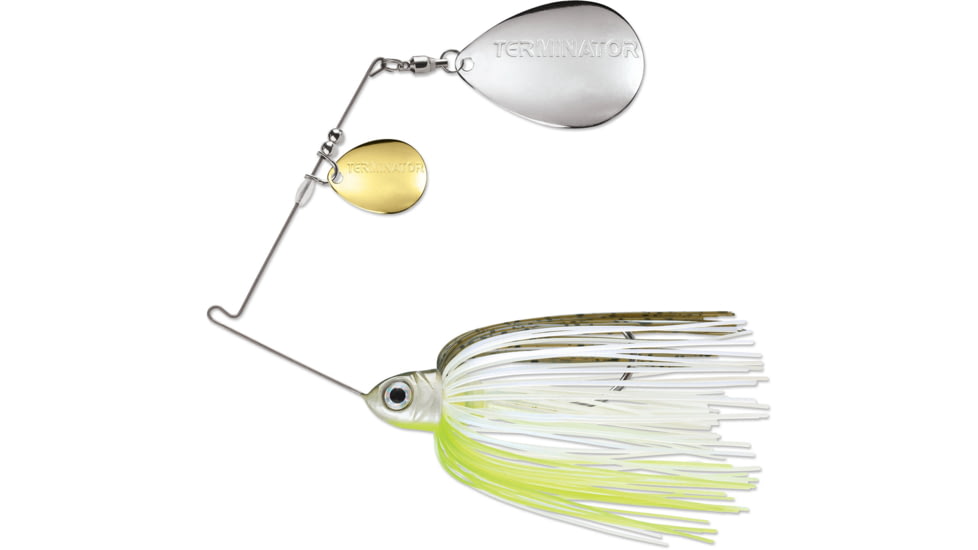 Terminator Pro Series Spinnerbait, Colorado/Colorado Blades, Gold/Nickel Blade Finish, Hot Olive, 1/2oz, PSS12CC79GN