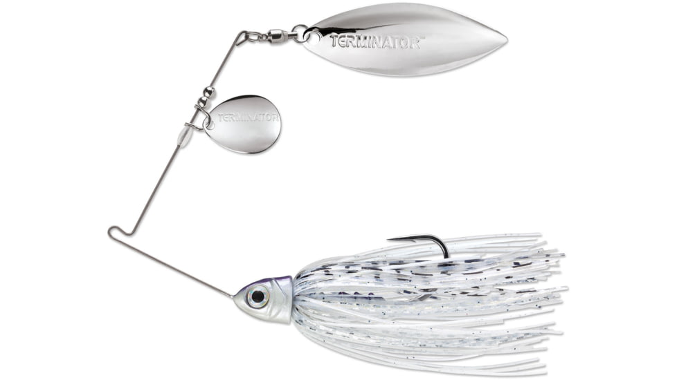 Terminator Pro Series Spinnerbait, Colorado/Willow Blades, Nickel/Nickel Blade Finish, Silver Shiner, 1/2oz, PSS12CW81NN