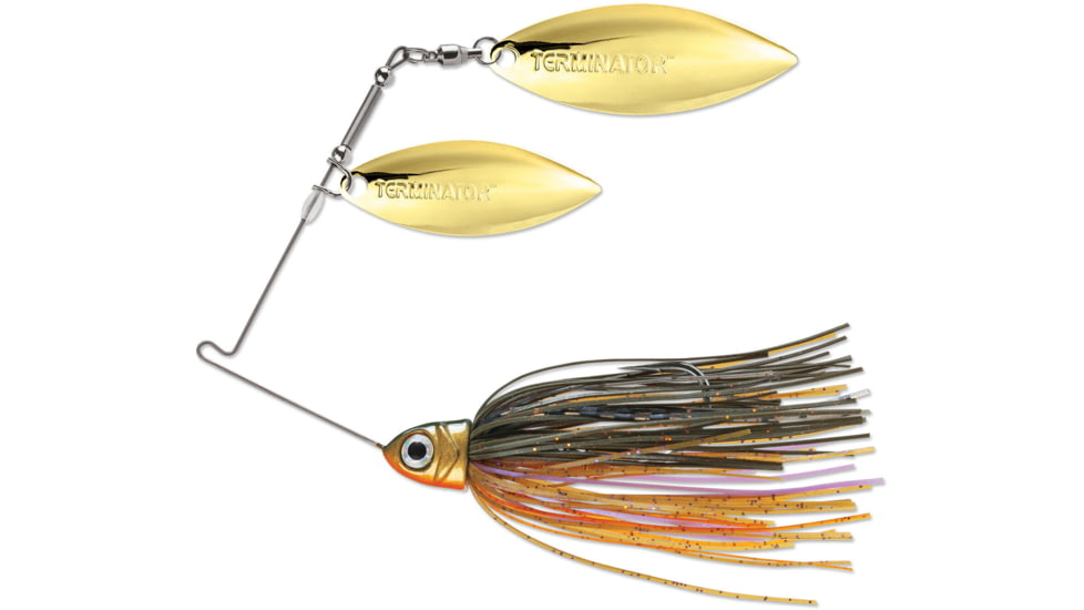 Terminator Pro Series Spinnerbait, Willow/Willow Blades, Gold/Gold Blade Finish, Retro Gill, 3/8oz, PSS38WW112GG