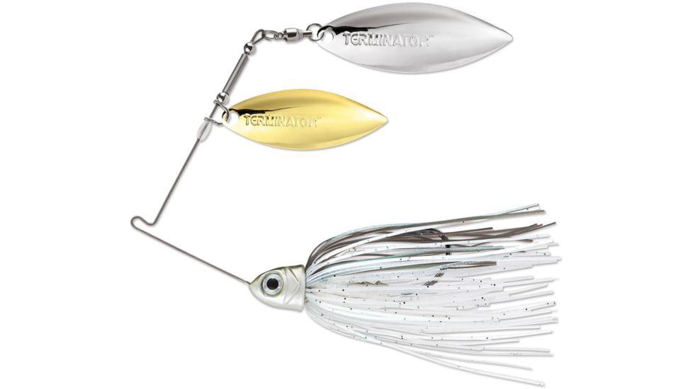 Terminator Pro Series Spinnerbait, Willow/Willow Blades, Gold/Nickel Blade Finish, Green Gizzard, 1/2oz, PSS12WW113GN
