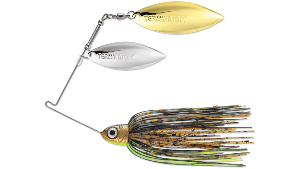 Terminator Pro Series Spinnerbait, Willow/Willow Blades, Nickel/Gold Blade Finish, Sunny, 1/2oz, PSS12WW116NG