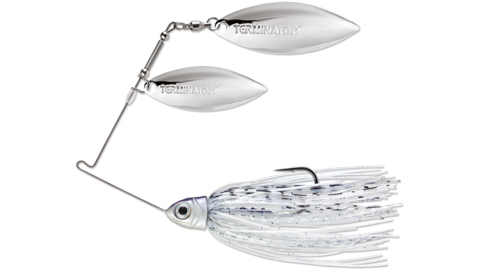 Terminator Pro Series Spinnerbait, Willow/Willow Blades, Nickel/Nickel Blade Finish, Silver Shiner, 1/2oz, PSS12WW81NN