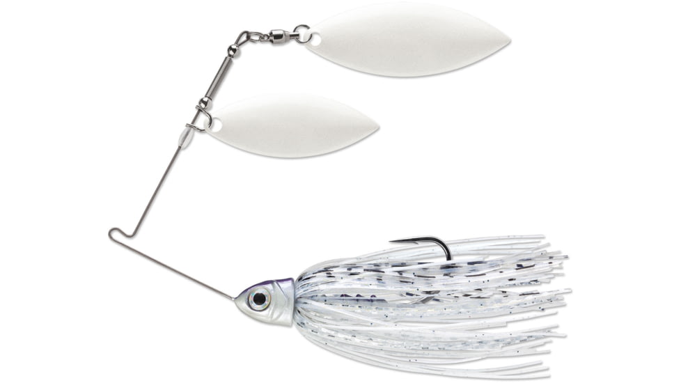 Terminator Pro Series Spinnerbait, Willow/Willow Blades, White/White Blade Finish, Silver Shiner, 3/8oz, PSS38WW81WW