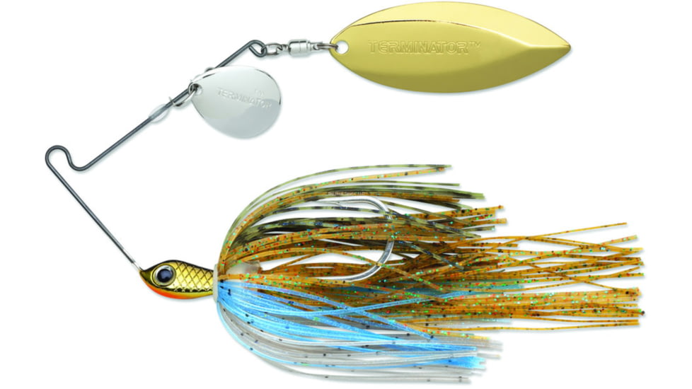 Terminator Super Stainless Spinnerbait, Gold Colorado Blade/Nickel Willow Blade, Bluegill, 1/2oz, S12CW94NG