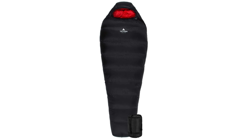 TETON Sports ALTOS 0 F Down-Filled Mummy Sleeping Bag, Black/Red, 2202BK
