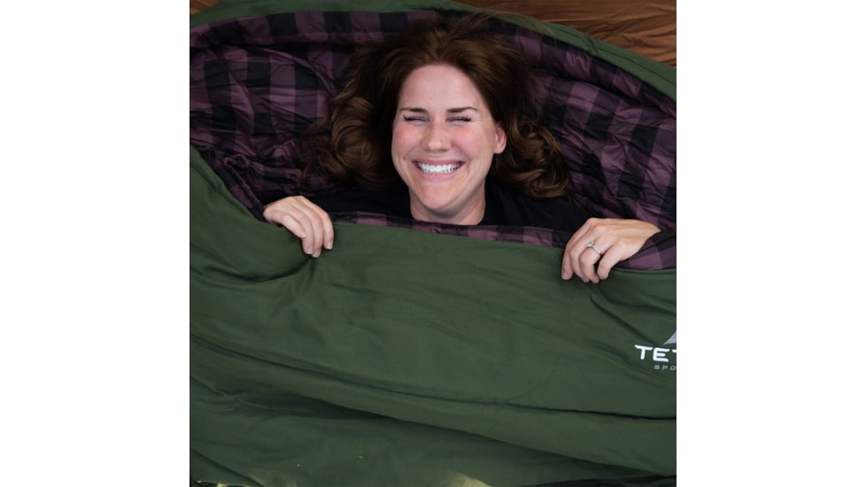 TETON Sports Bridger 0 F Canvas Sleeping Bag, Green/Plum, Long, 10033