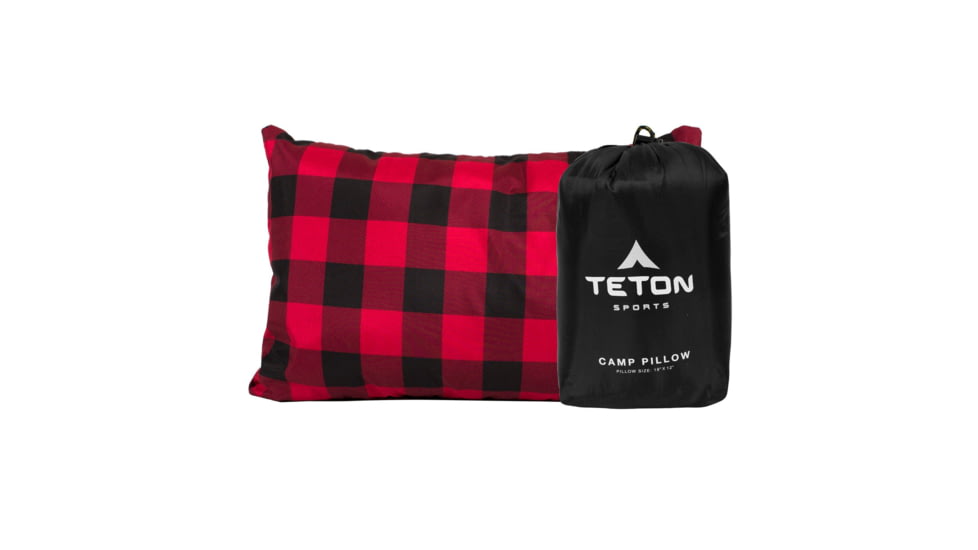 TETON Sports Camping Pillow &amp; Pillowcase, Black/Red, Small, 1019
