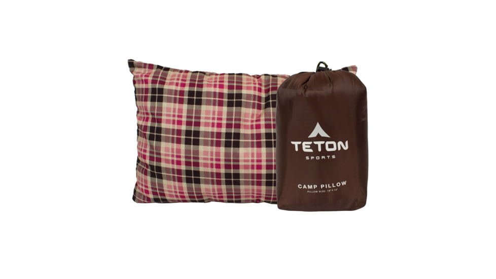 TETON Sports Camping Pillow &amp; Pillowcase, Brown/Pink, Small, 1020
