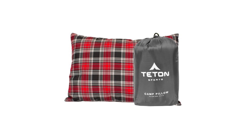 TETON Sports Camping Pillow &amp; Pillowcase, Brown/Red, Small, 1021