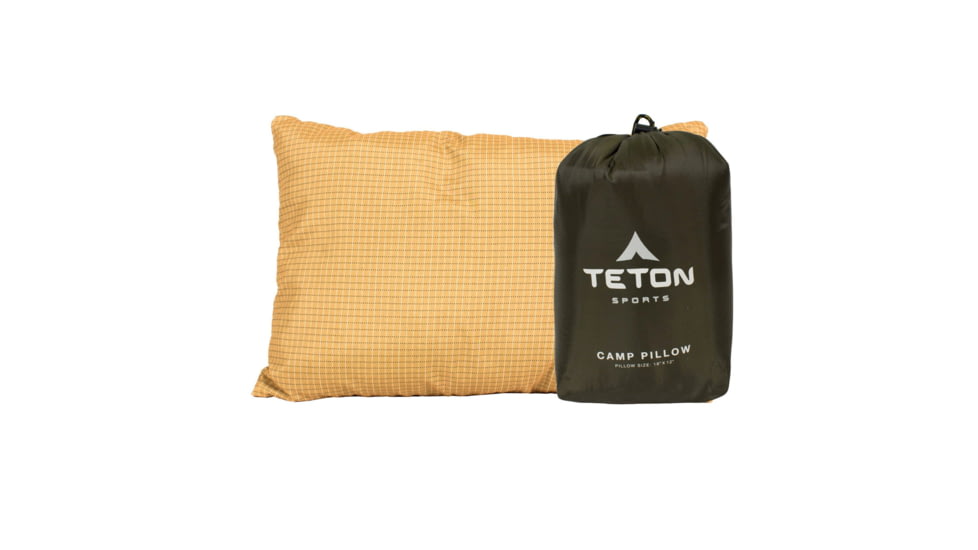 TETON Sports Camping Pillow &amp; Pillowcase, Yellow/Tan, Small, 1018