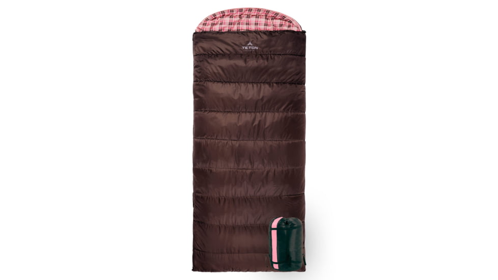 TETON Sports Celsius 0 F Sleeping Bag, Brown/Pink, Regular, 178R