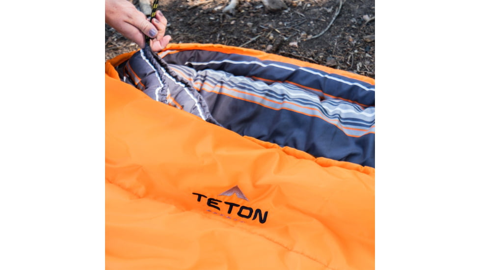 TETON Sports Celsius 0 F Sleeping Bag, Right Zipper, Orange/Grey, Regular, 1174R