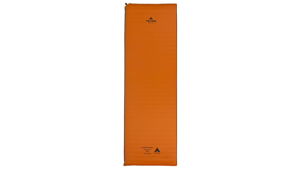 TETON Sports ComfortLite Regular Self-Inflating Sleeping Pad with Velcro, Orange/Grey, Regular, 1041A