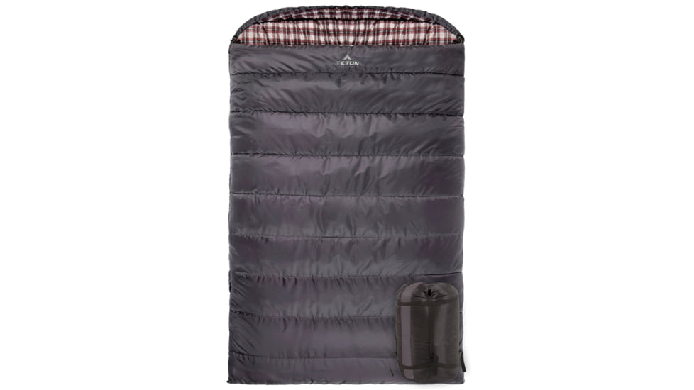 TETON Sports Fahrenheit 20 F Mammoth Double Sleeping Bag, Double-Wide, Grey/Red, 1064