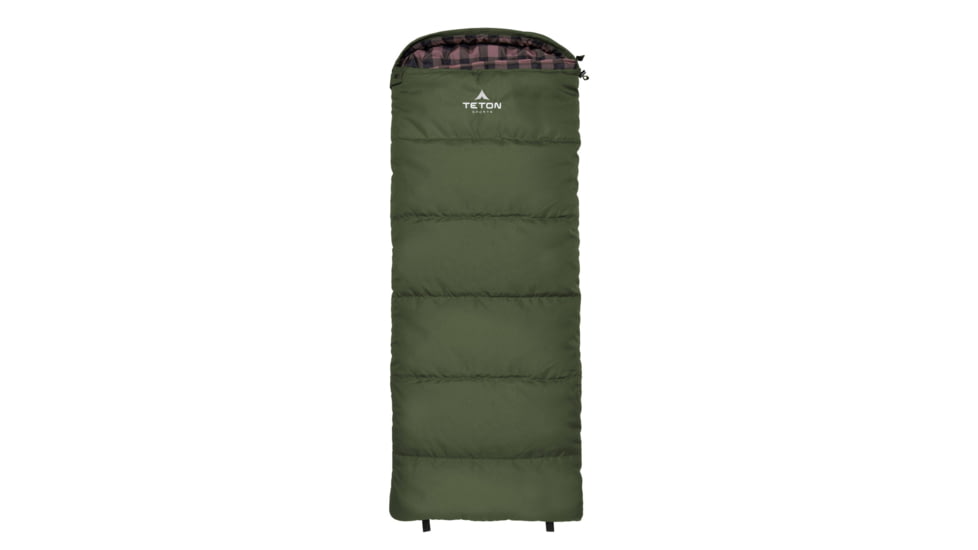 TETON Sports Lil Bridger 0 F Junior Canvas Sleeping Bag for Kids, Green/Plum, Junior, 10042