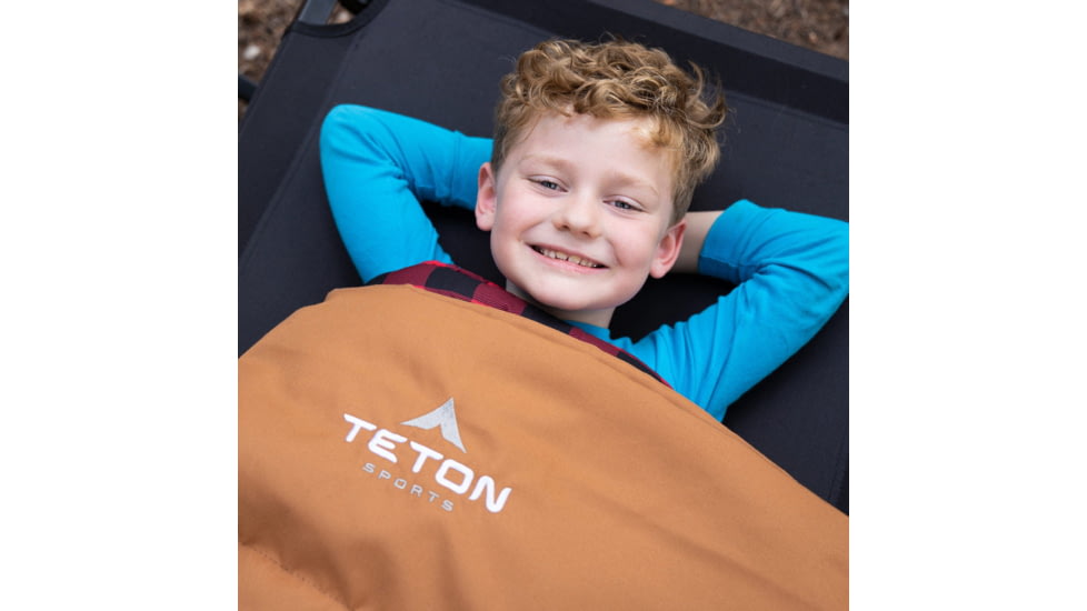 TETON Sports Lil Bridger 0 F Junior Canvas Sleeping Bag for Kids, Green/Plum, Junior, 10042