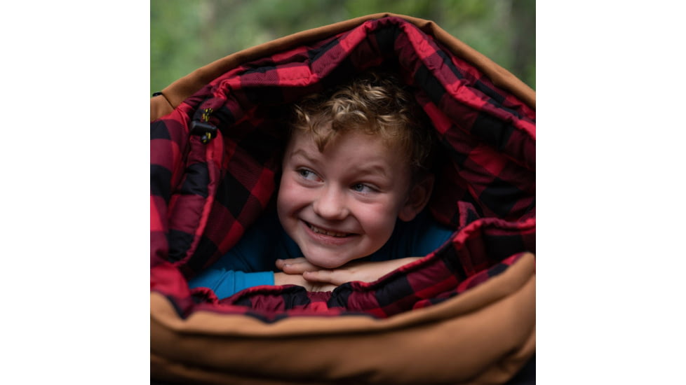 TETON Sports Lil Bridger 0 F Junior Canvas Sleeping Bag for Kids, Green/Plum, Junior, 10042