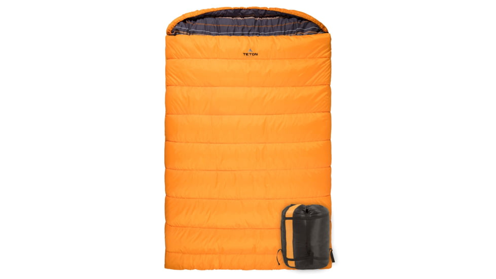 TETON Sports Mammoth 0 F Double Sleeping Bag, Double-Wide, Orange/Grey, 111O