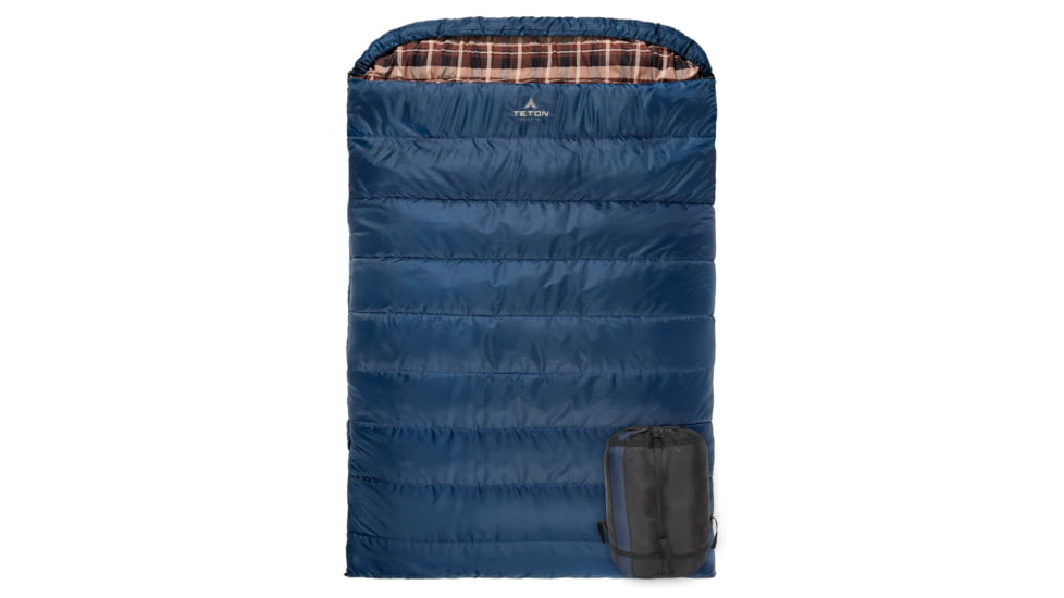 TETON Sports Mammoth 20 F Double Sleeping Bag, Double Wide, Blue/Brown, 109