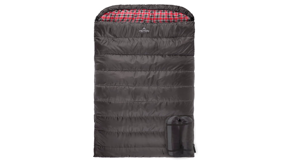 TETON Sports Mammoth 20 F Double Sleeping Bag, Double Wide, Grey/Red, 110