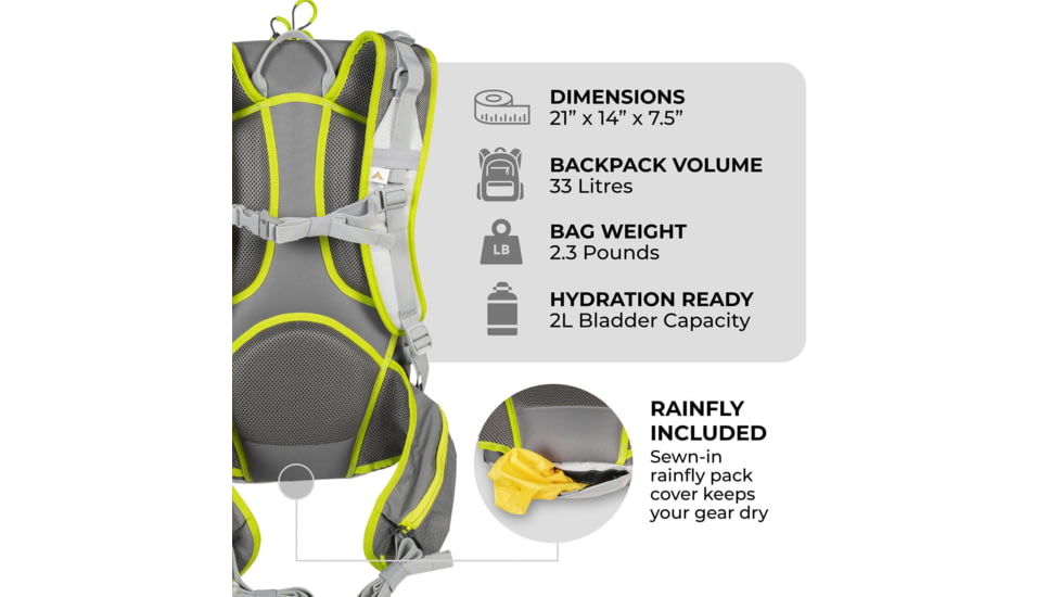 TETON Sports Pursuit 2000 Backpack, Grey, 33L, 1200