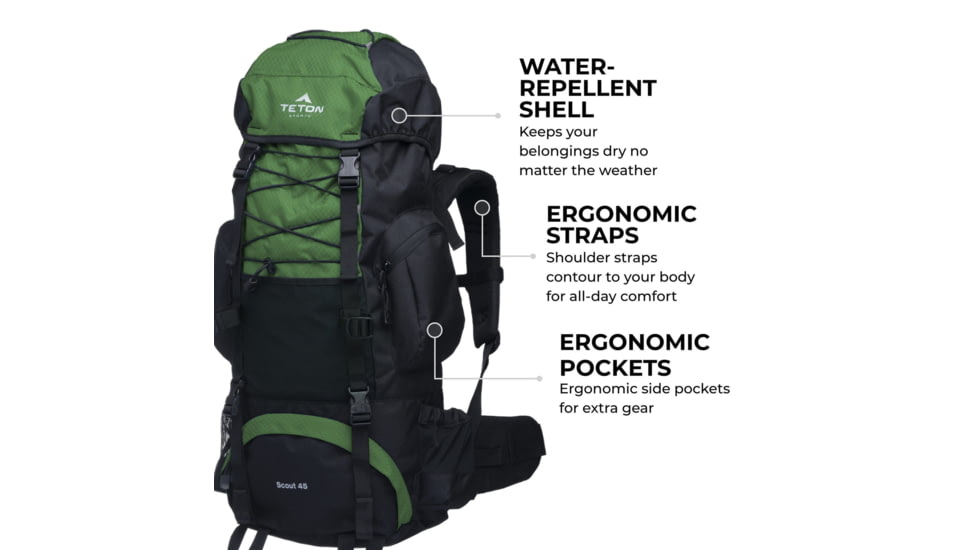 TETON Sports Scout 45L Backpack, Evergreen, 2103SCEG