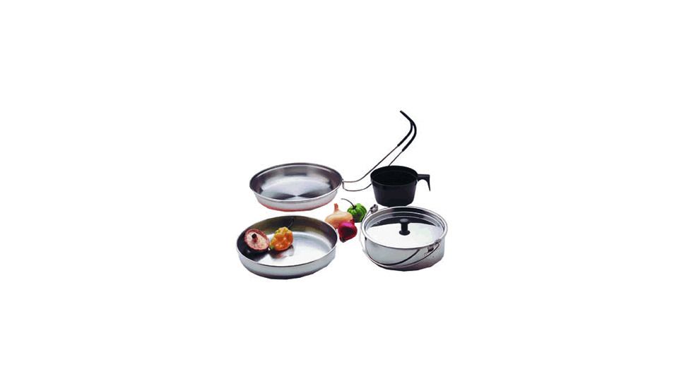 Texsport Cookware Set, 6.50" Diameter Frying Pan, 6.50" Diameter Serving Dish, 16 fl oz Boiler, Lid, 8 fl oz Mug 13156TEX