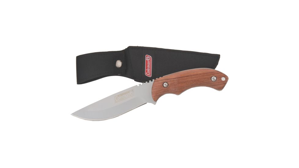 Coleman Fixed Blade Knife,4.5in Stainless Steel Blade,Contoured Wood Handle 2000015157