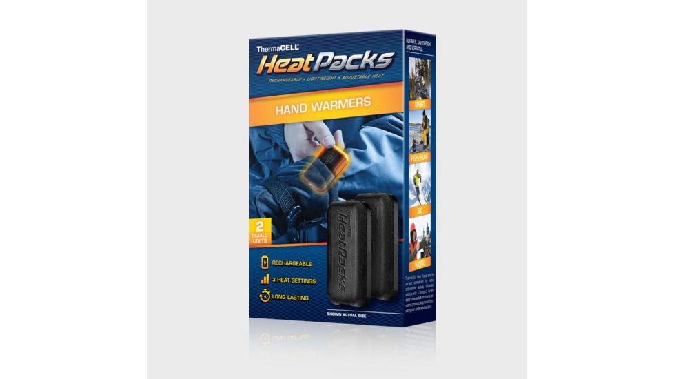 Heat Packs - Rechargeable Hand Warmers, One Pair w/2 USB Cords and Wall Charger, Black