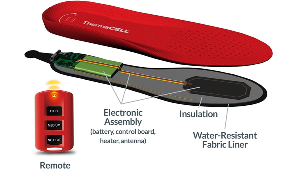 ThermaCELL Rechargeable Heated Insoles - Large - Mens 7.5-9/Womens 8.5-10, THS01L