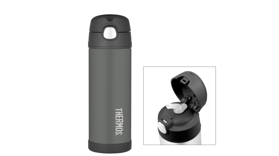 Thermos FUNtainer Stainless Steel, Insulated Straw Bottle - Charcoal - 16 oz. 58265