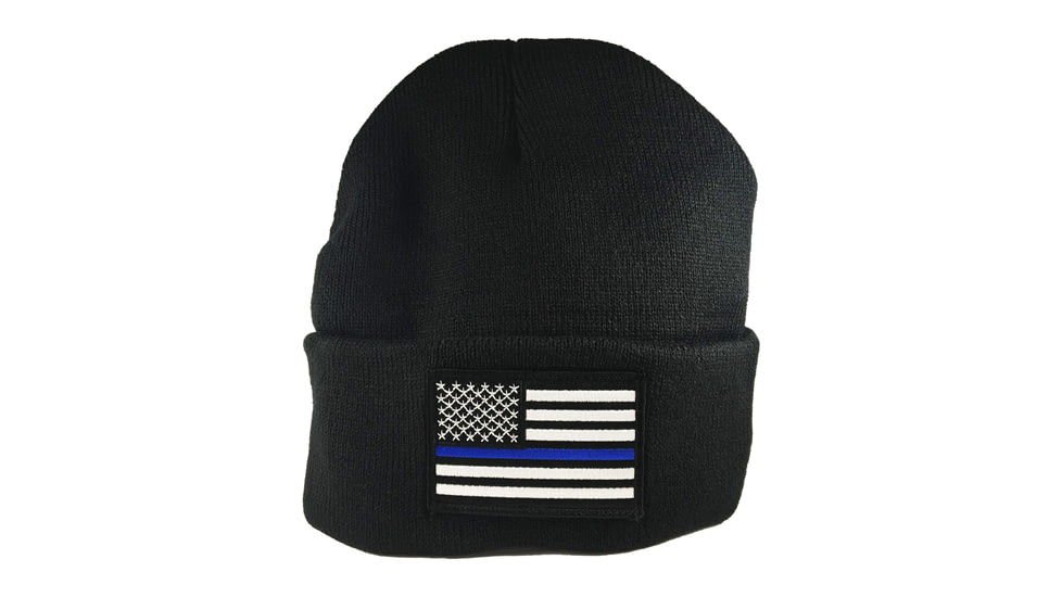 Thin Blue Line Flag Embroidered Beanie
