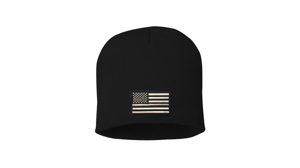 Thin Silver Line Embroidered Knit Cap - Mens, Black, BEANIE-8IN-TSL-BLACK